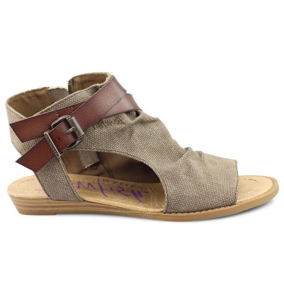 Blowfish tan Balla slouchy wedge zip high top ankle strap canvas sandal 8.5 - Picture 1 of 9